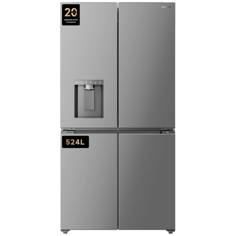 Dreame FizzFresh™ Koelkast DRC560WMXEEUP – Side-by-side met SparklingBar, IceDUO Automatische IJsmaker, MatteSilk RVS, 524 liter, WiFi, Energieklasse E