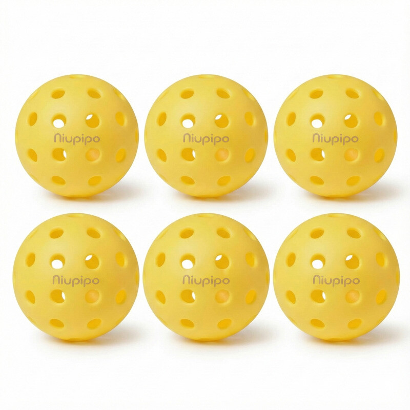 NIUPIPO 6 Delige Pickleball Set voor Buiten – Hoogwaardig en Duurzaam, Ideaal voor Buitensport, Diameter 74 mm, TPE-Materiaal, Geschikt voor Diverse Weersomstandigheden