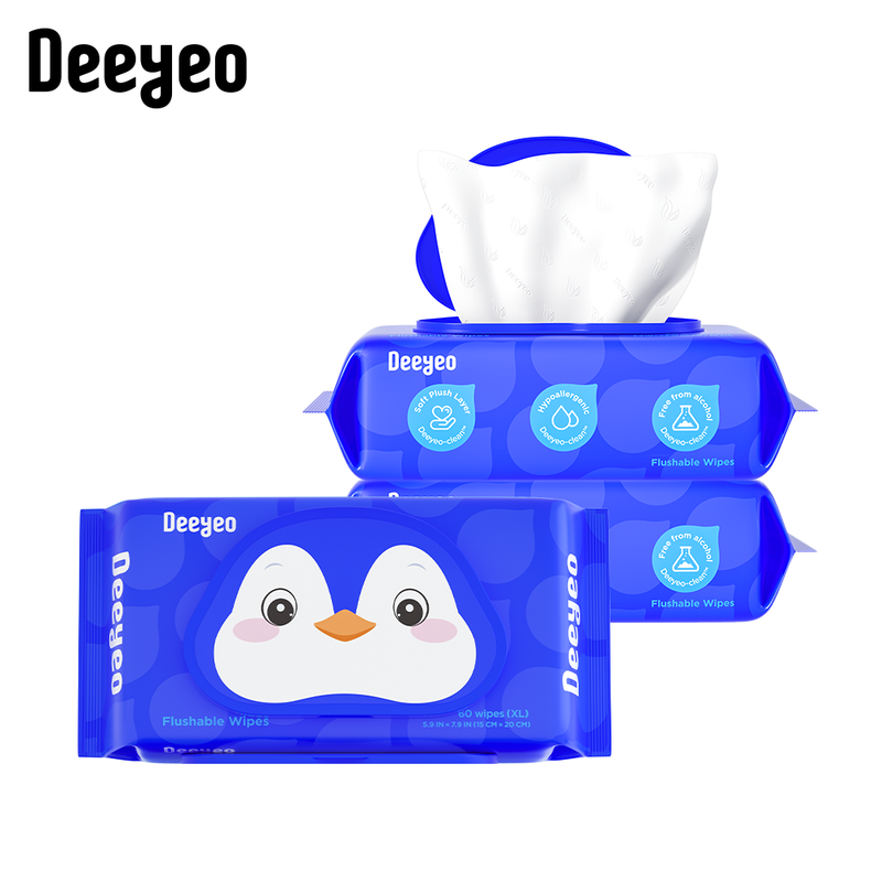 Deeyeo Pure Water afwasbare vochtige doekjes 60 vellen × 3 verpakkingen