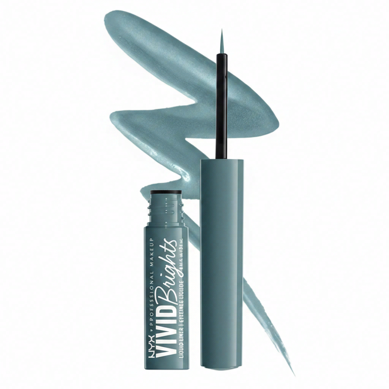 NYX Vivid Brights vloeibare eyeliner: veegbestendig, precieze punt, Cyan Simp 01
