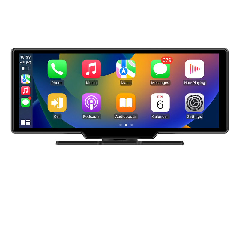 Junsun CZ12-GPS 10,26 inch dashcam 4K auto-DVR draadloze CarPlay voor Apple en Android Auto GPS-navigatie dashboard-touchscreen dubbele lens FM