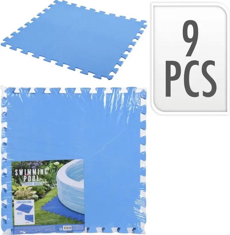 Free and Easy Set van zwembadtegels - 9 stuks, 50 x 50 x 0,4 cm, Lichtblauw