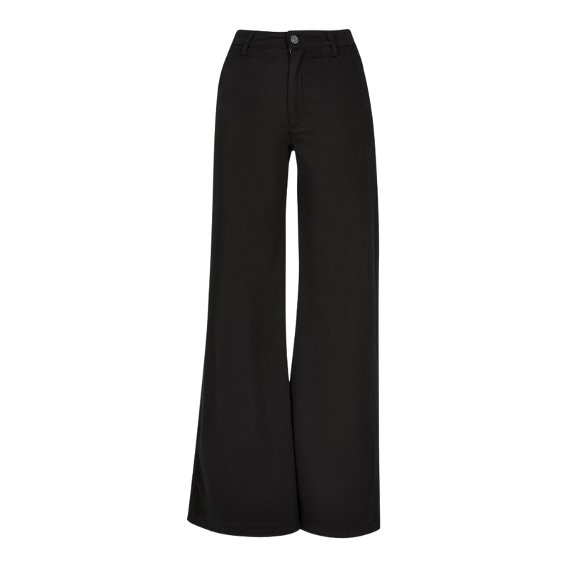 Dames chino broek met hoge taille en wijde pijpen zwart 26
