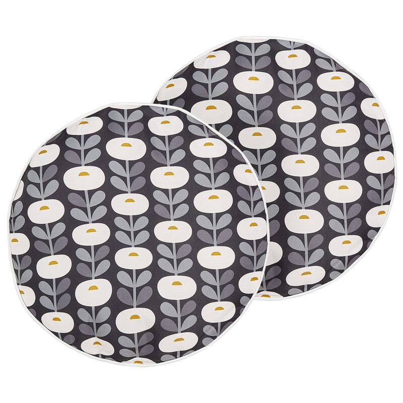 Beliani 2er-Set Gartenkissen mit geometrischem Muster, Ø 40 cm, grau, VALSORDA