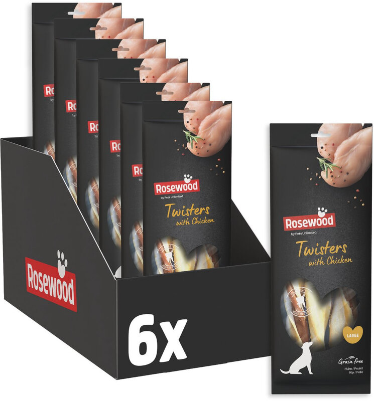 Rosewood Twisters Kip Kauwstaven voor Grote Honden 6 x 3 stuks