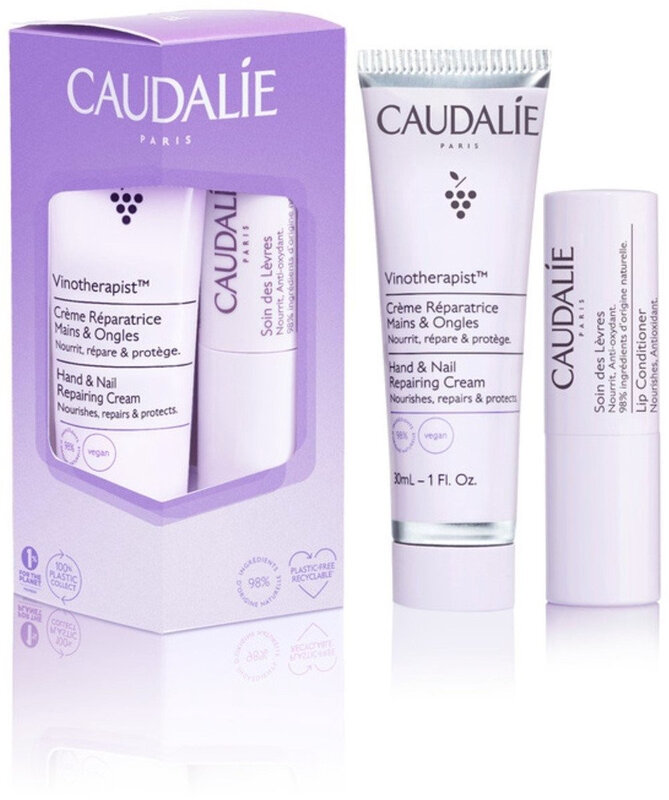 Caudalie Handcrème & Lippenbalsem Set (Druivenpit Handcrème 30 ml + Lippenbalsem 4,5 ml)