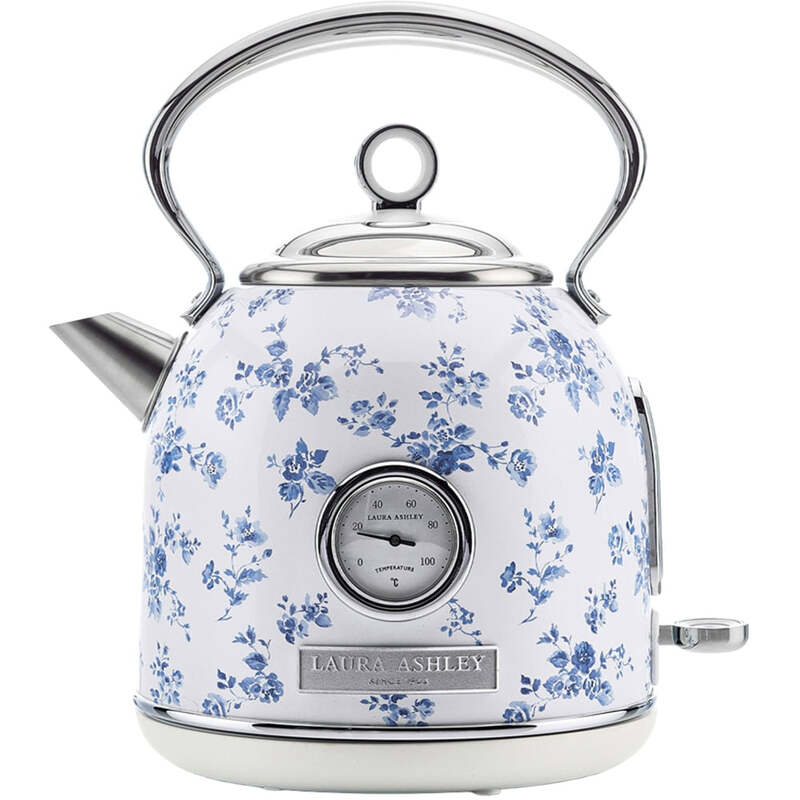 VQ Laura Ashley Retro Dome Kettle, 1.7L, Rapid Boil, Hand-Applied China Rose Print, V
