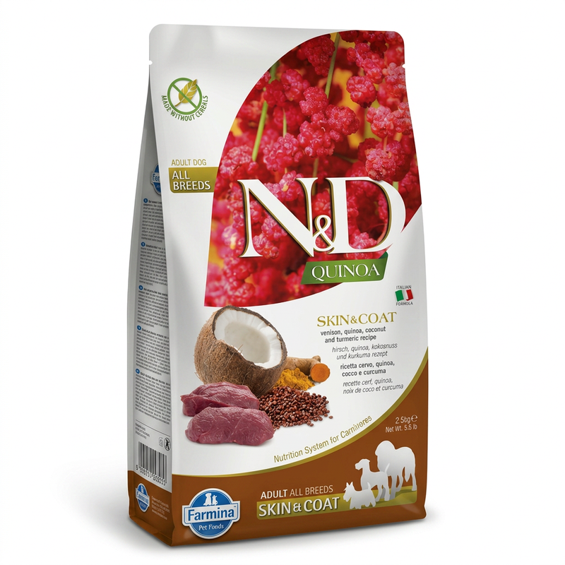 Farmina N&D Quinoa-Serie Haut- und Fellpflege Adult Hundefutter für mittelgroße bis große Hunde (Venus-Fleisch) 2,5 kg