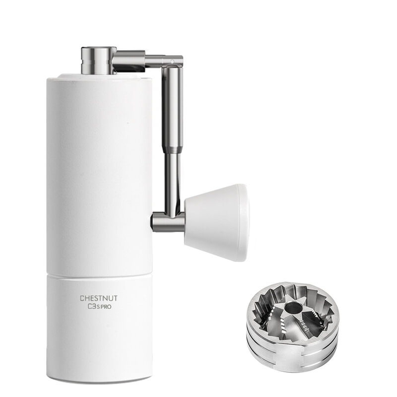 TIMEMORE Chestnut C3S PRO Manuelle Kaffeemühle, Edelstahl S2C Kegelmahlwerk Kaffeemühle, Handkaffeemühle mit klappbarem Griff, Einstellbare Mahlgrade für Espresso bis French Press, Weiß