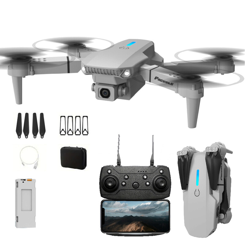 FACEGLE E88 Spielzeugdrohne, Faltbarer Quadcopter, High-Definition Dual-Kamera mit optischem Flow-Hover, Wichtiges Geschenk für Anfänger (FPV Mini ferngesteuerte Drohne - Grau)