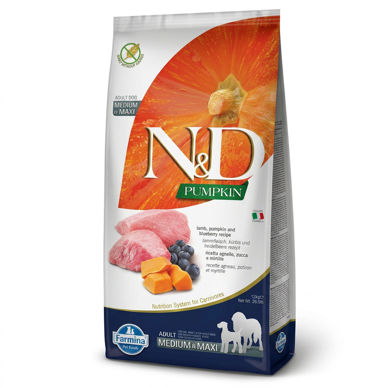 Farmina N&D Pompoen Lam Hondenvoer voor Volwassen Honden Medium/Grote Rassen 12 kg