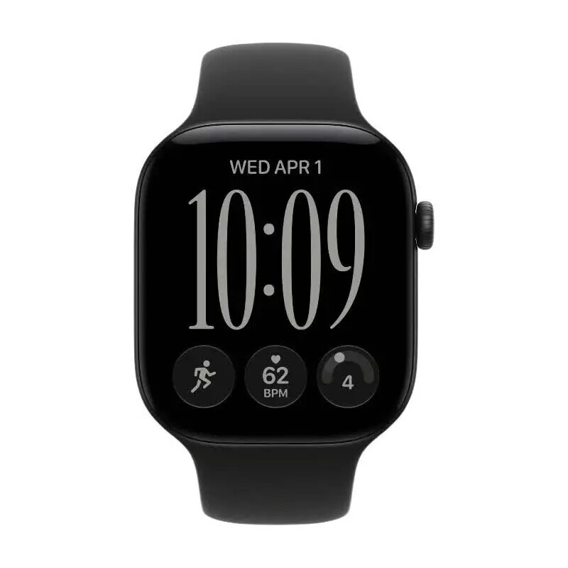 Apple Watch Series 12 GPS 46 mm Boîtier en Aluminium Noir avec Bracelet Sport Noir - S/M