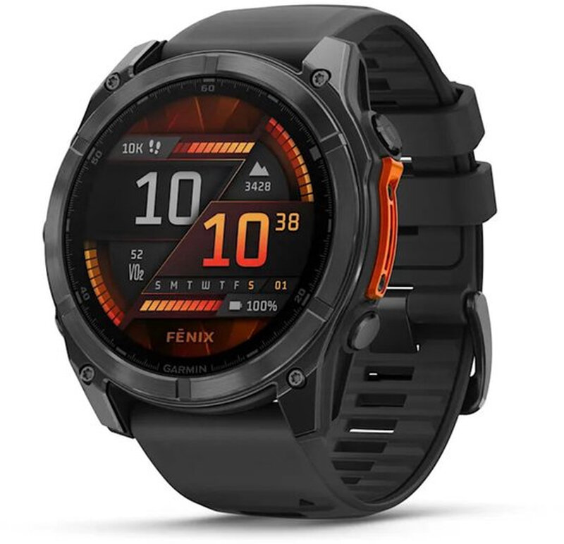 GARMIN Fenix 8 AMOLED 51 mm Smartwatch - Zwart - Siliconen Bandje