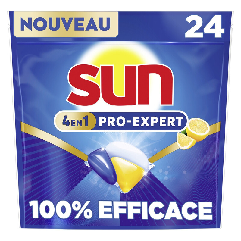 Capsules Lave vaisselle Citron Sun Pro expert Le Sachet De 24 Capsules