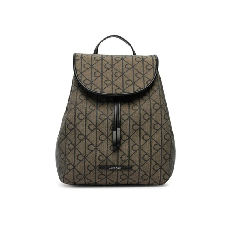 Calvin Klein Emblem Logo Jacquard Flap Backpack - Female - Backpacks - Beige - One Size - Bags - Image 2
