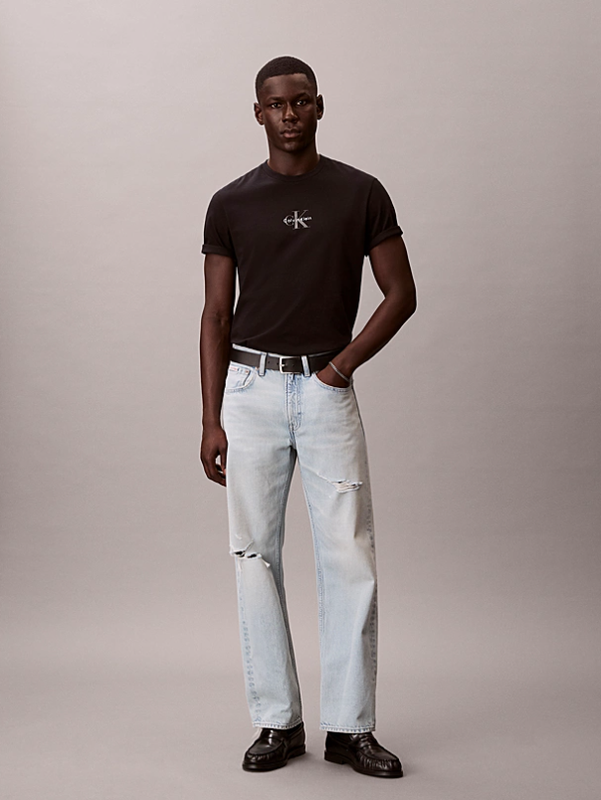 Calvin Klein Men's Black Jeans Monogram Logo T-Shirt