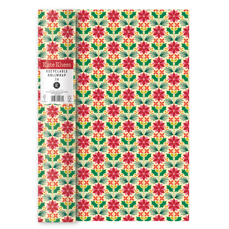 Cream Poinsettia Wrapping Paper 3M