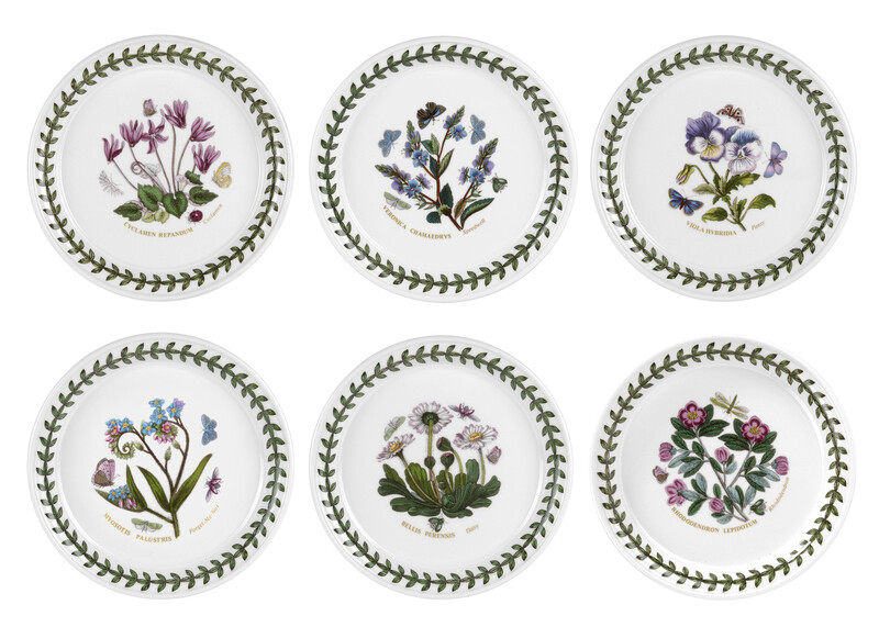Botanic Garden Bread Plates Mixed Designs Set of 6