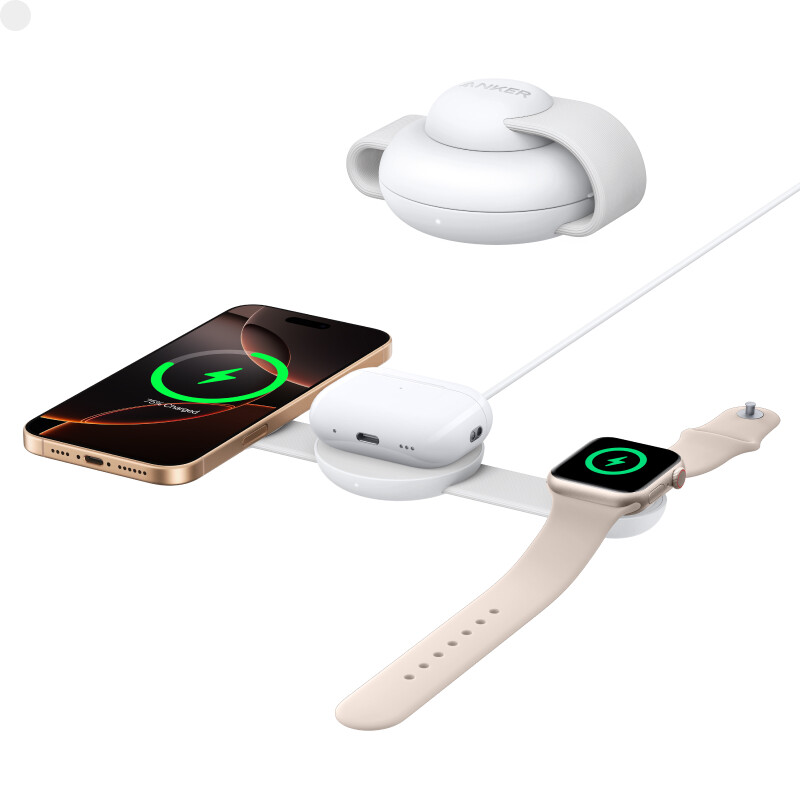 Anker B25M8H21 draagbare oplader, koptelefoon, headset, smartphone, smartwatch, wit, draadloos opladen, snelladen, voor binnen