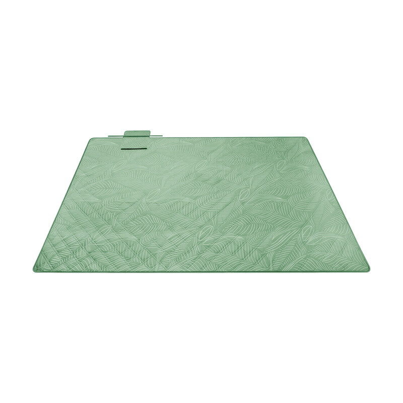 JOYFURNOS Picknickdecke, 200 x 200 cm, mit 4 Erdankern, Campingdecke, wasserdicht, maschinenwaschbar, mintgrün mit tropischem Farn