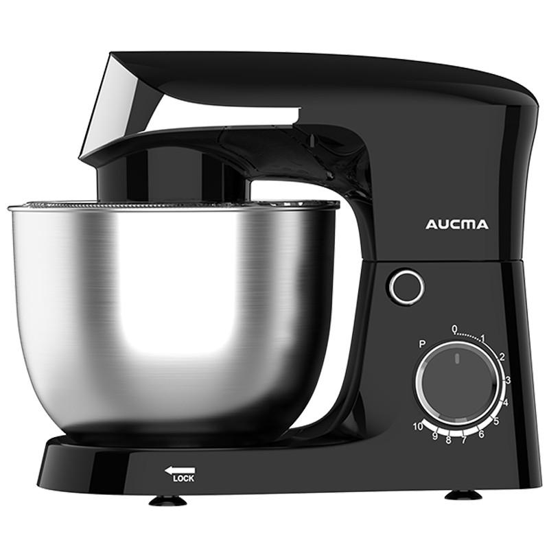 AUCMA keukenmachine, 5 l 10 snelheden met kantelkop, 3-in-1 keukenmixer met kom, deeghaak, garde en klopper, keukenmixer voor bakken, cake, brood, pizza, gebak, pasta en de meeste thuiskoks, 400 W wisselstroommotor van zuiver koper, (5 l, zwart)