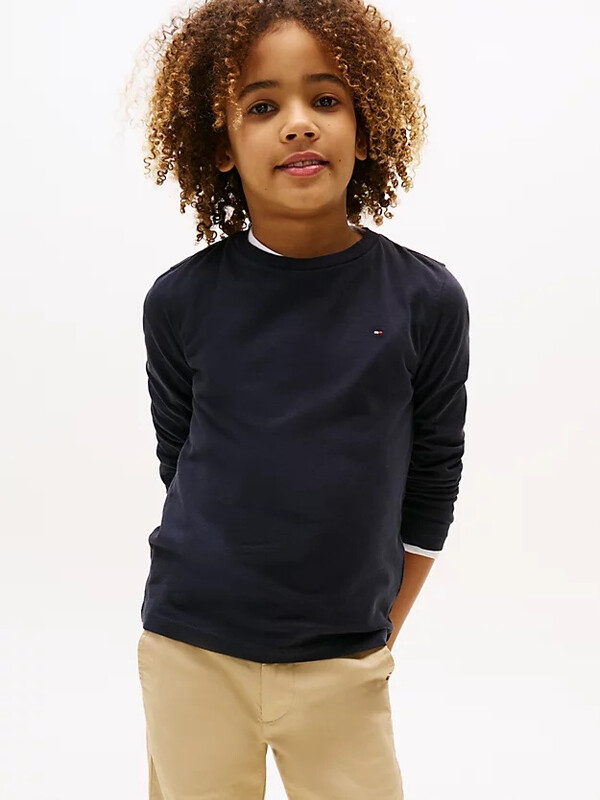 Tommy Hilfiger jongens basic ronde hals gebreide trui met lange mouwen Sky Captain 3