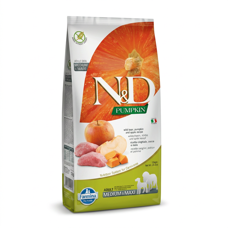 Farmina N&D Pumpkin Serie Wildschweischleisch Adult Mittelgroßer bis großer Hunde-Nassfutter 12 kg