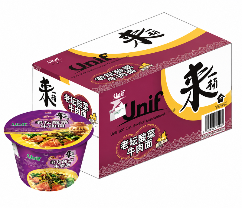 Uni-President Unif Noodles- Beef & Sauerkraut 125G ( Bowl Of 12)