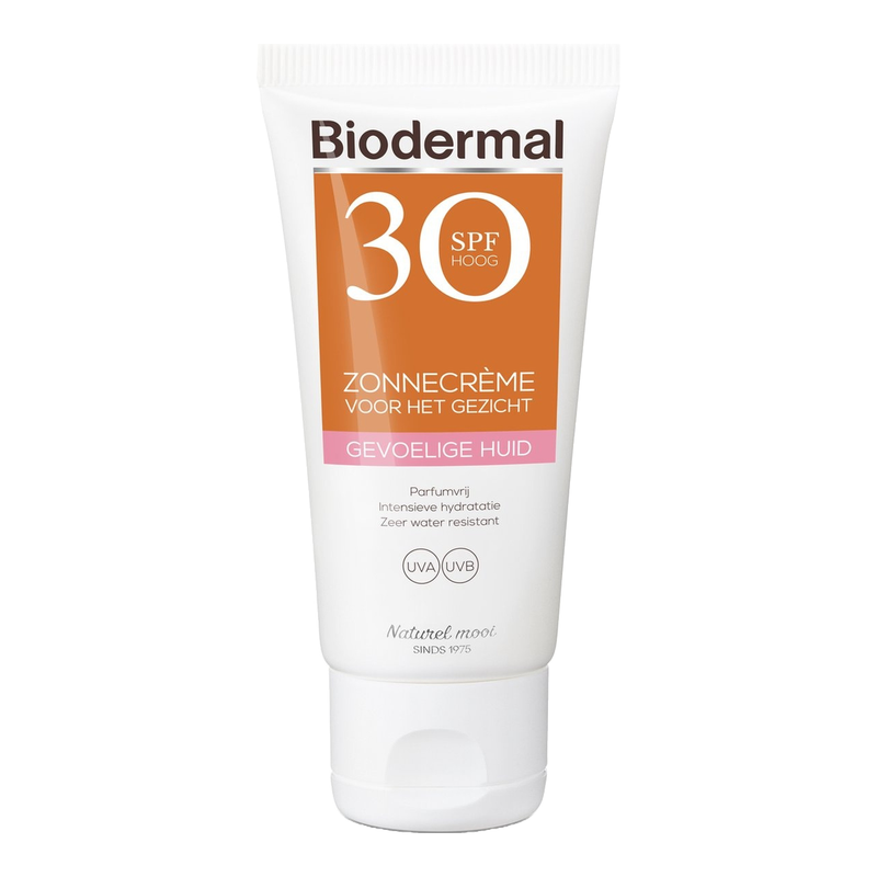 Biodermal Zonnecreme voor de Gevoelige huid - SPF 30 - 50ml - Zonnecreme voor het gezicht