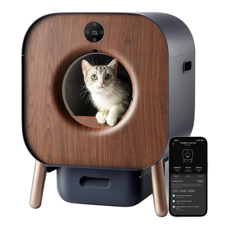 Pawbby slimme zelfreinigende kattenbak - 10-laagse veiligheidsbescherming - 3 reinigingsmodi - geïntegreerde geurcontrole - app-bediening