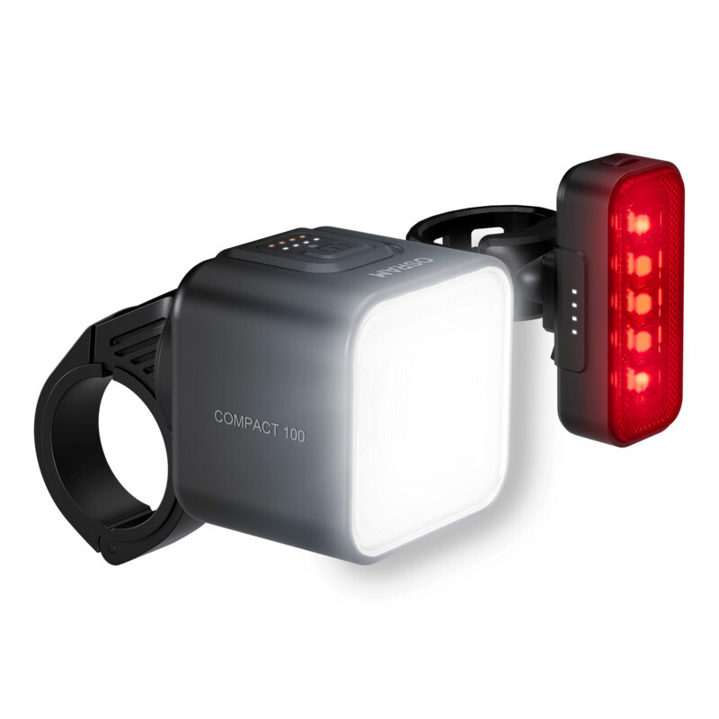 OSRAM LEDsBIKE COMPACT 100 SET Fahrrad Front- und Rücklicht Set, 100 Lux, 95 m Reichweite, USB-C wiederaufladbar, IP54, StVZO zugelassen