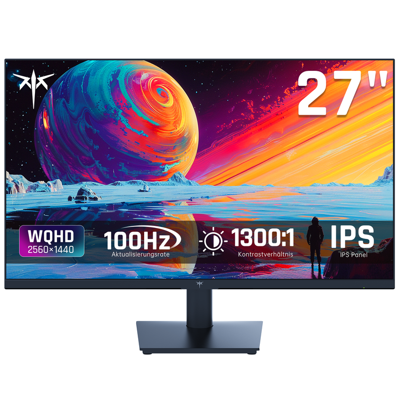 KTC Monitor 27 Zoll, QHD 2K 2560 × 1440, 100Hz OC 120Hz, IPS Panel, Anti-Blaulicht Bildschirm, 96% DCI-P3, 126% sRGB, 350 cd/m², Adaptive Sync, PC Monitor für Casual Gaming und Arbeit