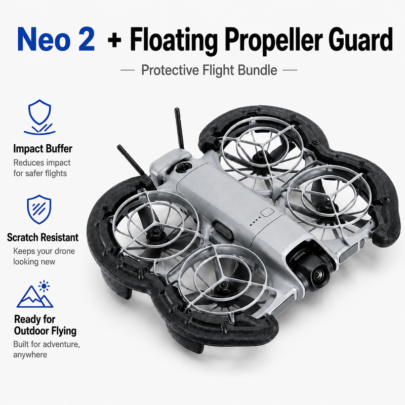 DJI Neo 2 Standalone + STARTRC Floating Propeller Guard - Kompakte Kameradrone mit stoßdämpfendem Floating-Schutz, Leichter Propellerschutz, Outdoor-Drone-Bundle für Reisen, Fliegen am Wasser, Abenteuer & Content-Erstellung