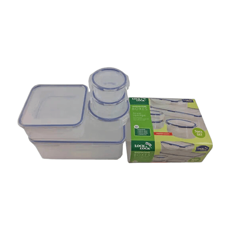 LocknLock Multifunktionales Frischhaltedosen-Set – 5-teilig, transparent, BPA-frei, luftdicht (HPL823*1+826*1+931*2+932*1-OUT SLEEVE)