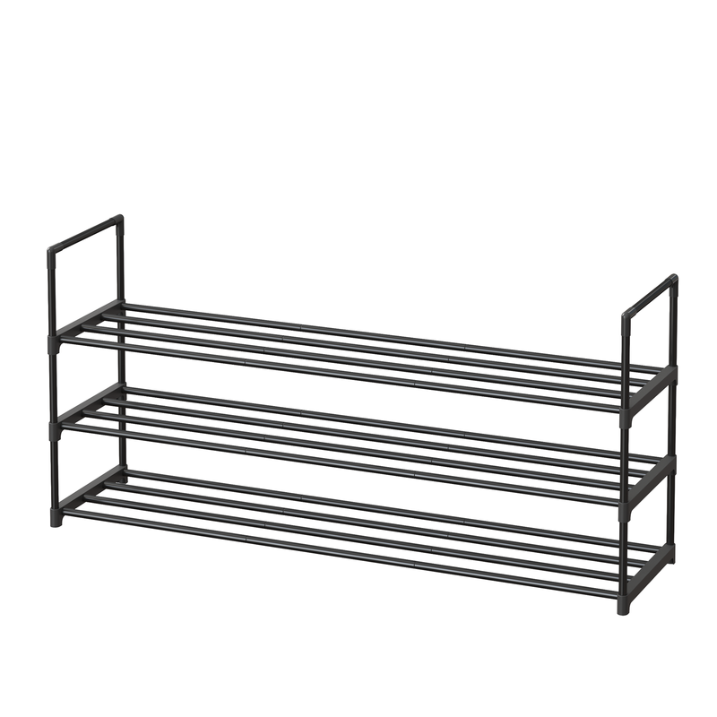 Ochama Stackable Narrow Metal Shoe Rack - Black, 30 x 117 x 55 cm, 3-tier, suitable for 20—24 pairs of shoes - space-saving storage for the hallway, closet or living room