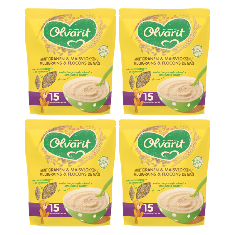 Olvarit Multicéréales et flocons de maïs 15M+ 200 g * 4
