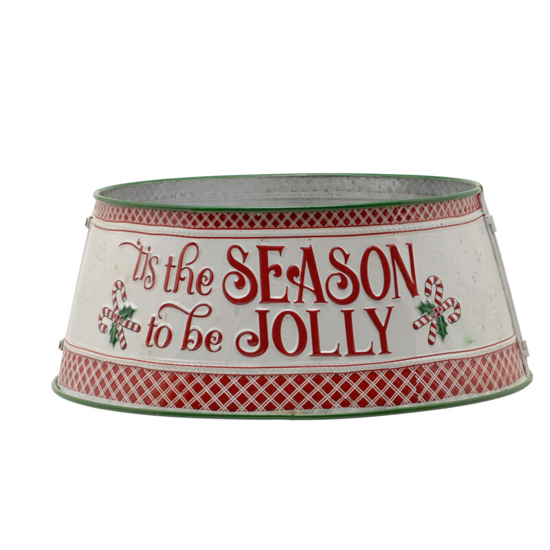 Festive 56Cm X 24Cm Metal Jolly Tree Skirt
