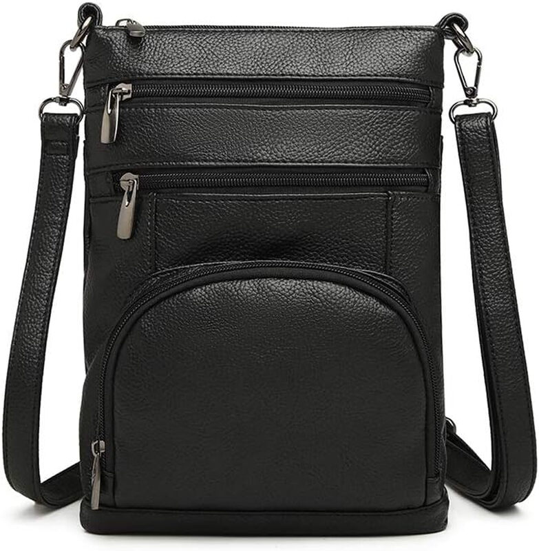 Women Multi Pocket RFID Blocking Crossbody Bag Small Fashion PU Leather Messenger Tra