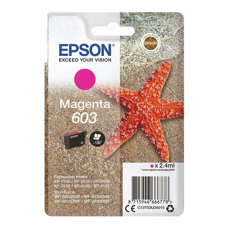 Epson C13T03U34010 inktcartridge, 1 stuk, origineel, standaardcapaciteit, magenta