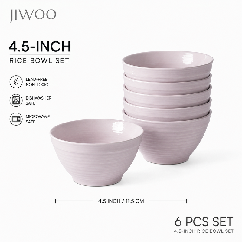 JIWOO Lurcern Superangebot 6-teiliges Familien-Set: 4,5 Zoll Mattes Lila Elegantes Keramik Kleines Schüssel-Set