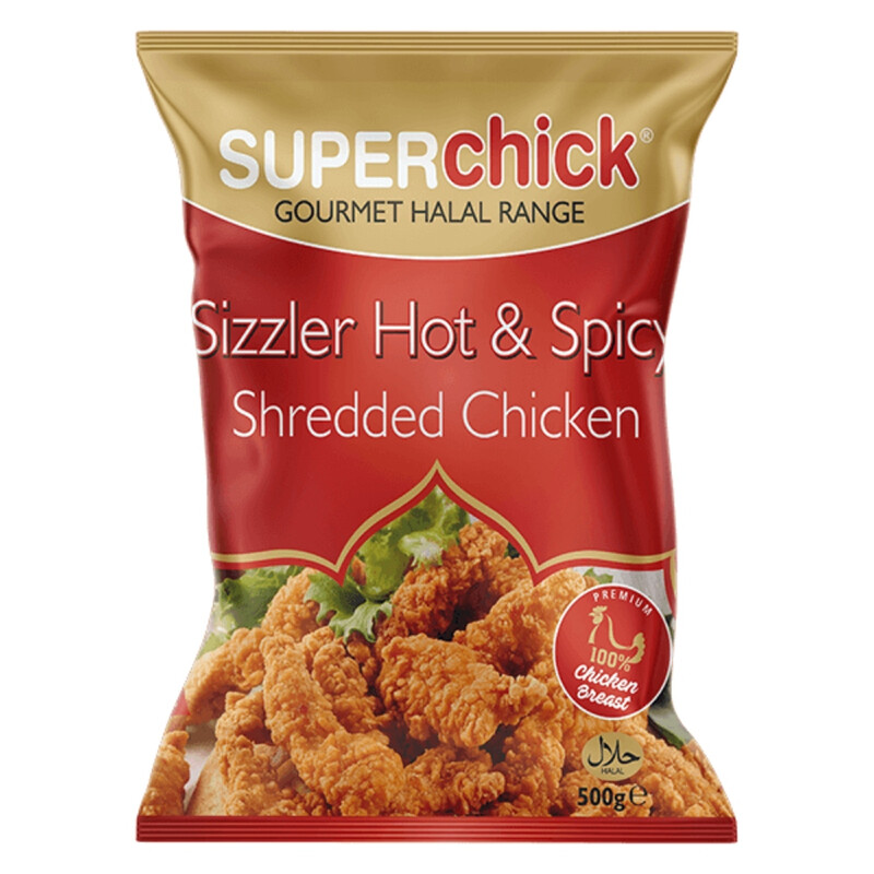 Super Chick Superchick Shredded Chicken - Hot & Spicy Sizzler 500Grams