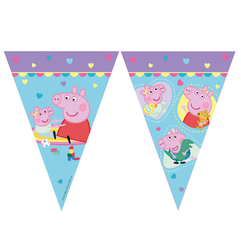 Peppa Pig Made With Love Paper Triangle Flag Banner 2.3M