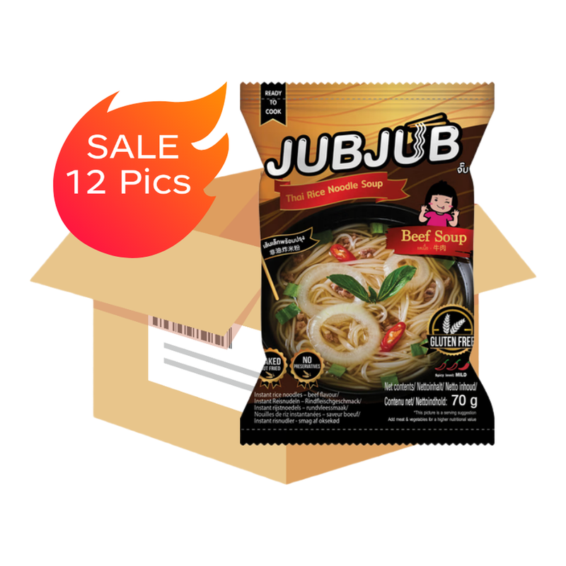 JUBJUB instant rijstnoedels rundvleessmaak 70 g * 12