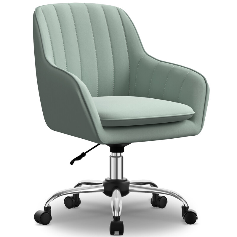 GTIMEX Bureaustoel homeoffice stoel, make-upstoel met armleuningen, draaistoel met wielen Fluwelen stoel, in hoogte verstelbaar, voor make-uptafel, studeerkamer, slaapkamer, 150 kg) Lichtgroen