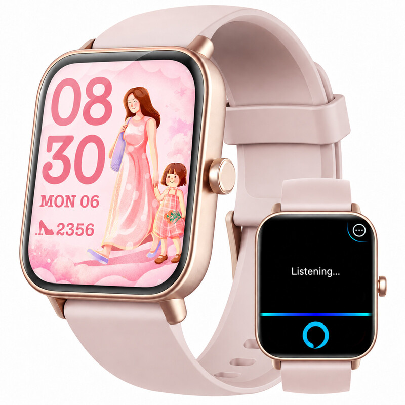 Fitpolo Smart Watches for Women(Answer/Make Call), Alexa Built-in 1.8" HD Ladies Smartwatch with Heart Rate/SpO2/Sleep Monitor, 110+Sports, IP68 Step Counter Fitness Tracker (Pink)