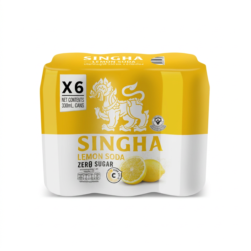 SINGHA Original Lemon Soda Zero Sugar 330ml x 6pcs