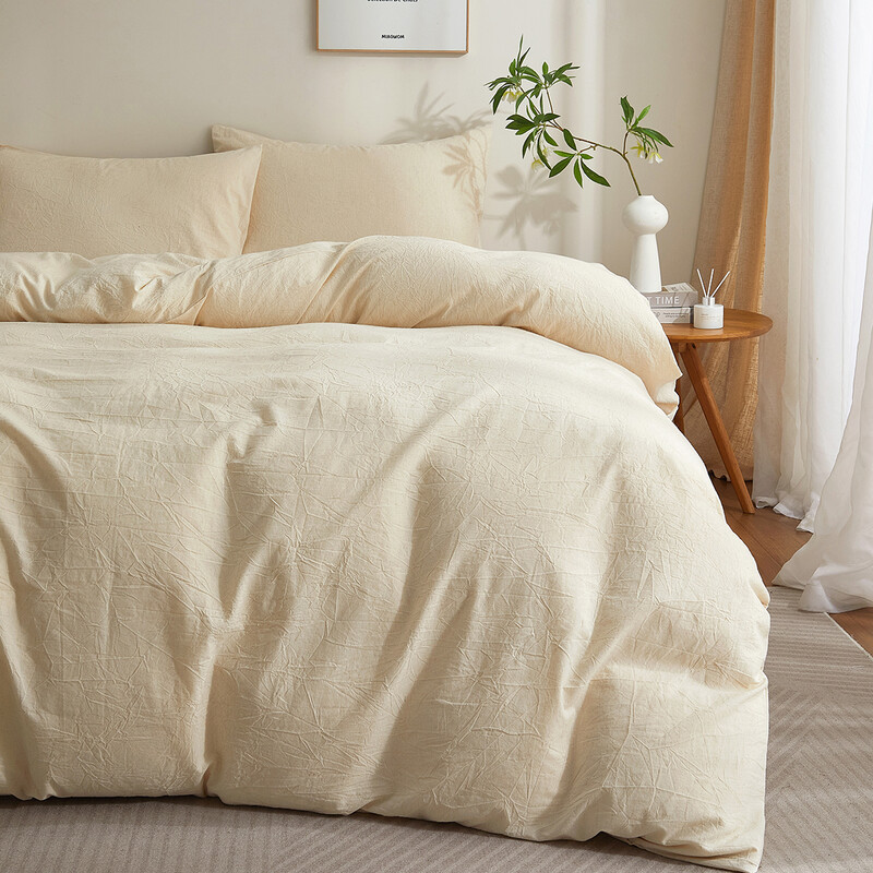 Meeallhome Katoen en linnen dekbedovertrekset 200*200 cm/65*65 cm*2 Echte kleur