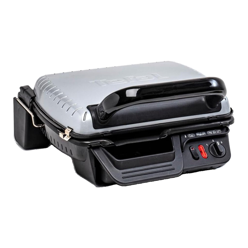 Tefal Ultra Compact Classic GC3050 Contactgrill - Barbecuestand - Regelbare temperatuur - Uitneembare Anti-aanbakplaten - Vet opvangbak - Verticaal opbergen - 2000 W - RVS