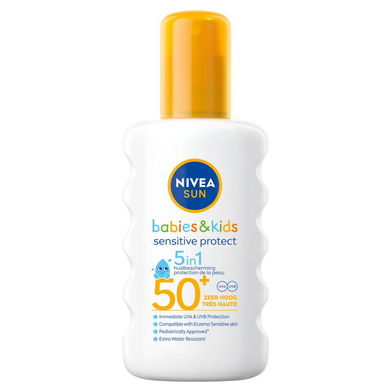 NIVEA SUN Babies & Kids Sensitive Zonnebrand Spray - Baby en Kind Zonnebrandcrème voor Gevoelige huid - SPF 50 - Zonnespray - 200 ml