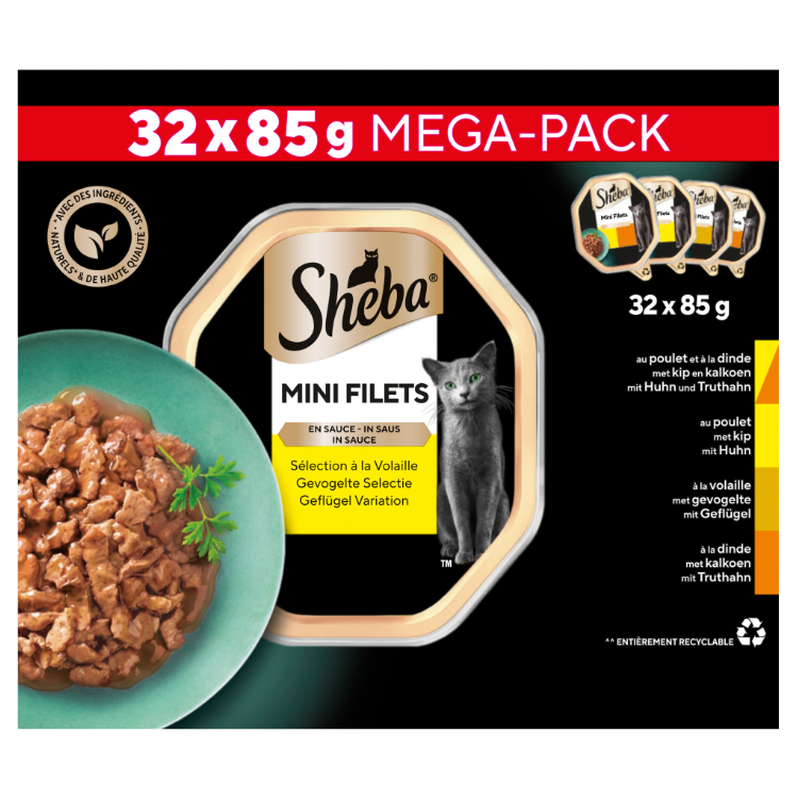Sheba Mini Filets in Saus Gevogelte Selectie Multipack 32x85g